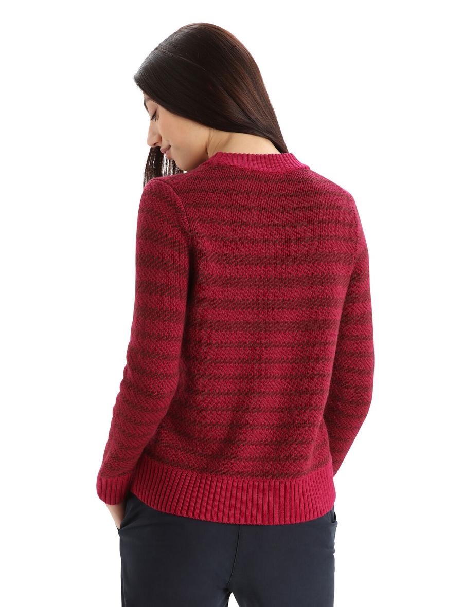 Cherry / Espresso Icebreaker Merino Waypoint Crewe Women's Sweaters | AU 1625EBCX